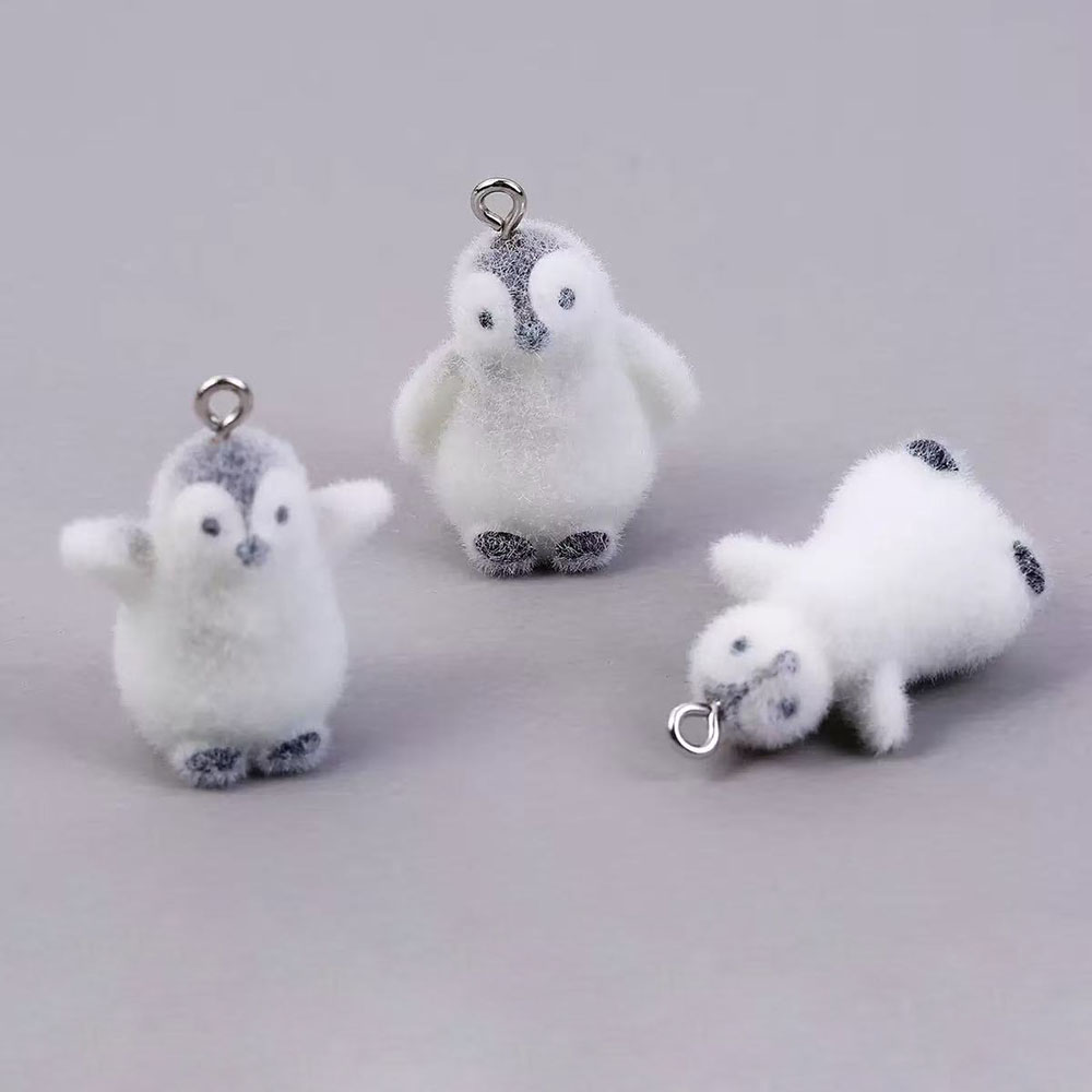 Resin Art Box - 5pcs Flocking Small Penguin Resin Charms