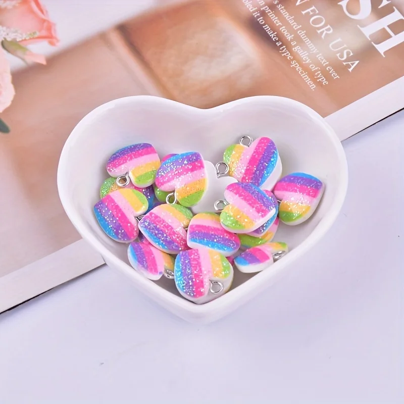 10Pcs Colorful Heart Resin Cha - đánh giá và giá Resin Art Box