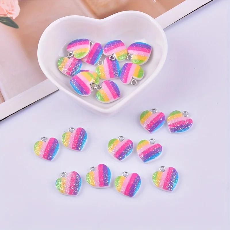 10Pcs Colorful Heart Resin Cha - đánh giá và giá Resin Art Box