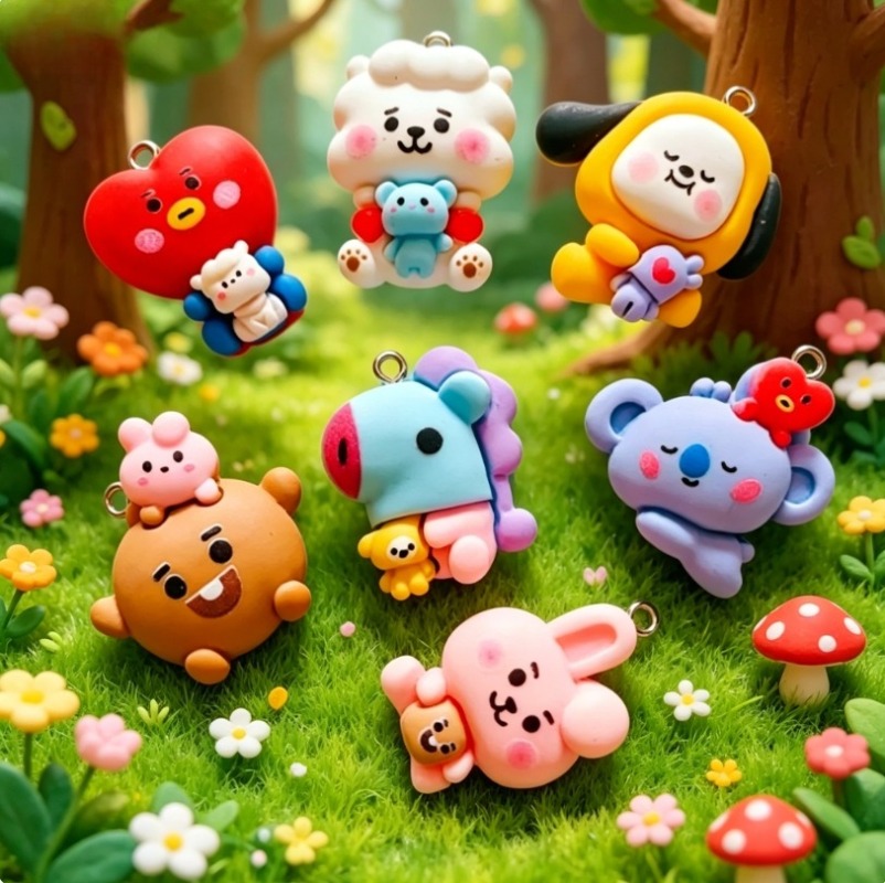 7pcs BT21 Resin Cartoon Charm  - đánh giá và giá Resin Art Box