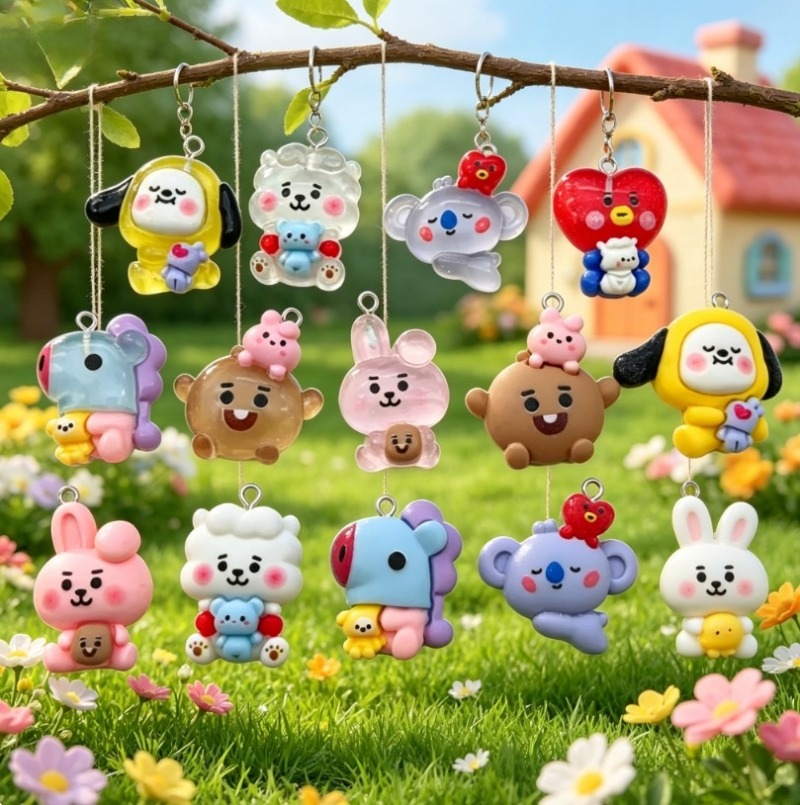 7pcs BT21 Resin Cartoon Charm  - đánh giá và giá Resin Art Box
