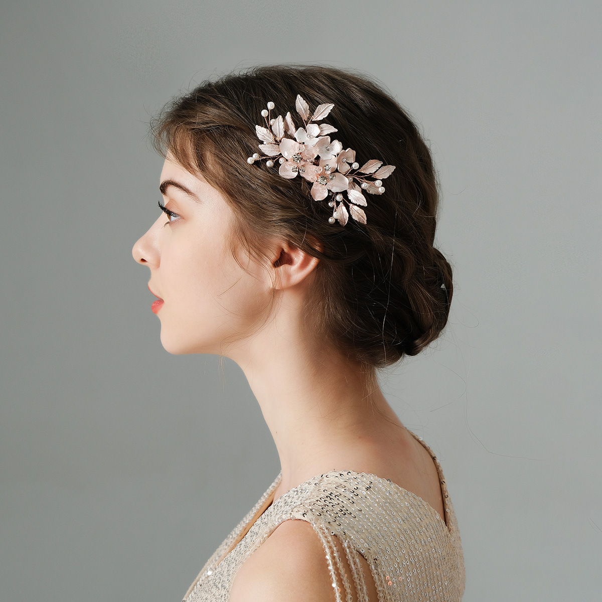 Elegant Floral Hair Clip Rose  - đánh giá và giá Gold Leaf Foil